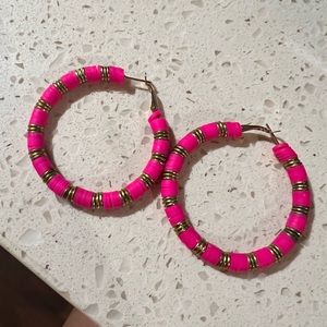 Hot Pink Hoop earrings!